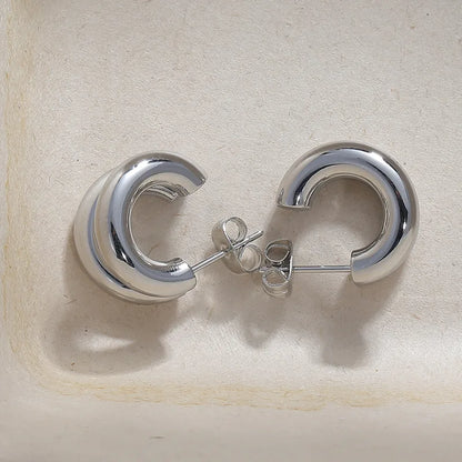 Σκουλαρίκια ατσάλι διπλός μικρός κρίκος-EA376