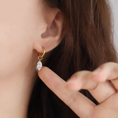 Σκουλαρίκια επιχρυσωμένο ατσάλι με δάκρυ zircon-EA025