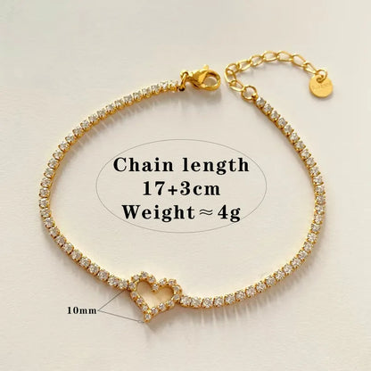 Βραχιόλι επιχρυσωμένο ατσάλι καρδιά και στρας -BR065