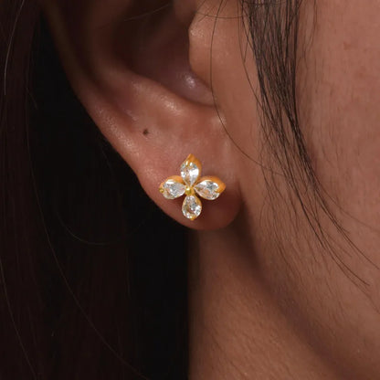 Σκουλαρίκια επιχρυσωμένο ατσάλι στρόγγυλος σταυρός-EA557