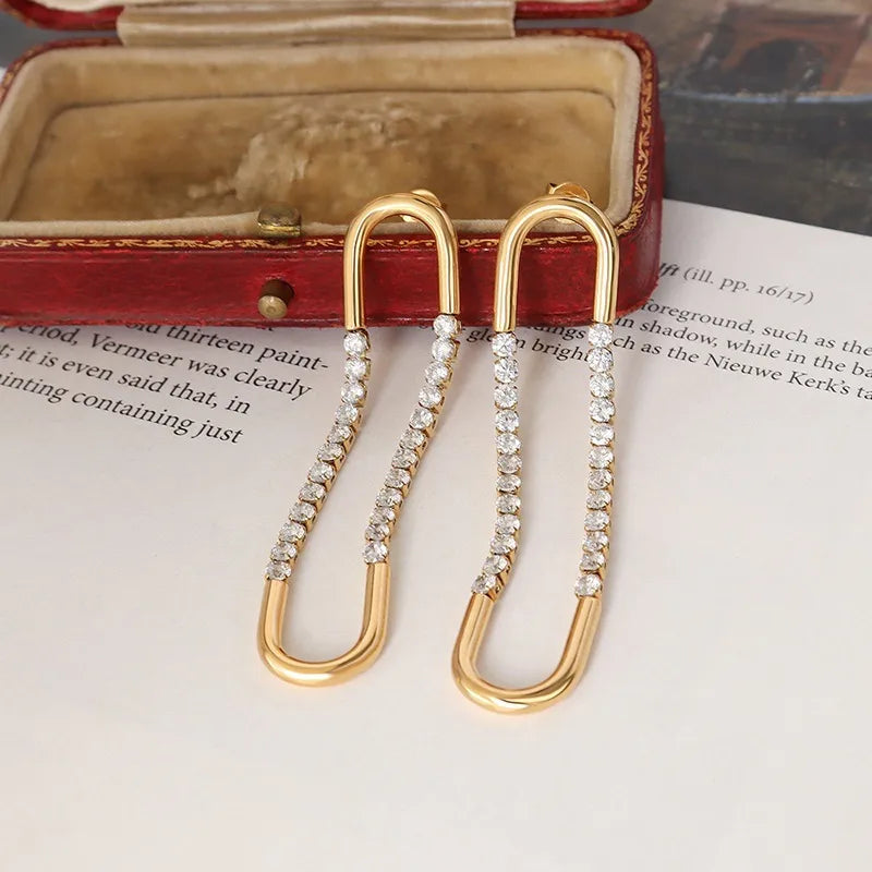 Earrings gilded steered stessy with rhinestones-ea123