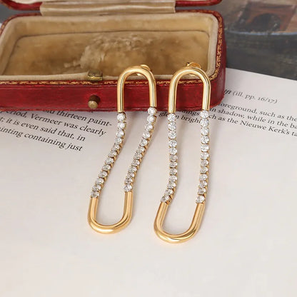 Earrings gilded steered stessy with rhinestones-ea123