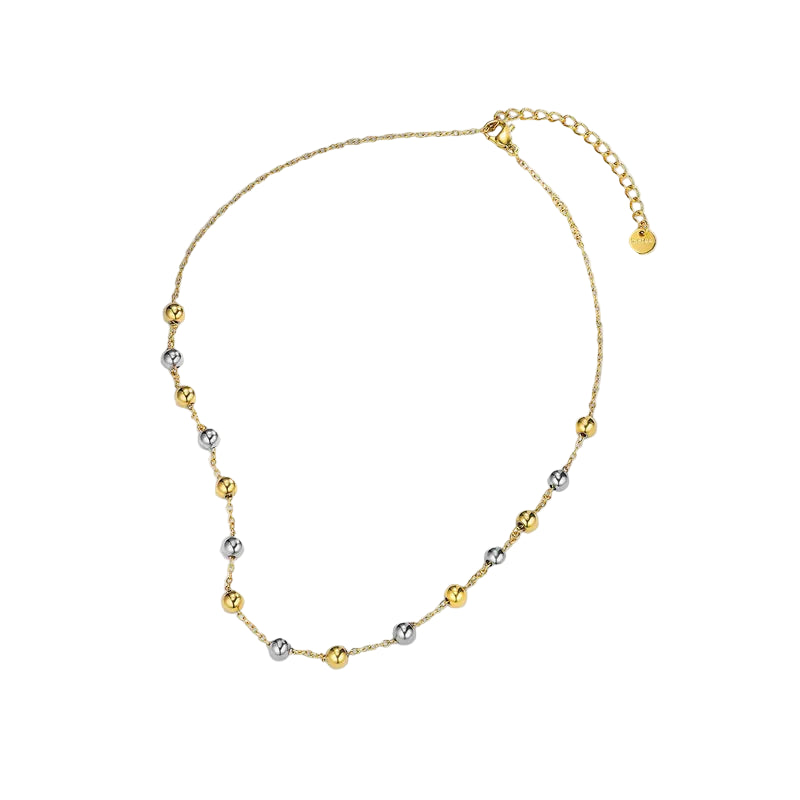 Κολιέ επιχρυσωμένο ατσάλι με ασημί -NE355