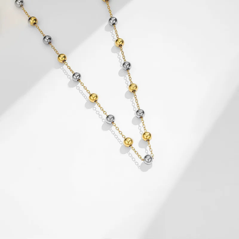 Κολιέ επιχρυσωμένο ατσάλι με ασημί -NE355