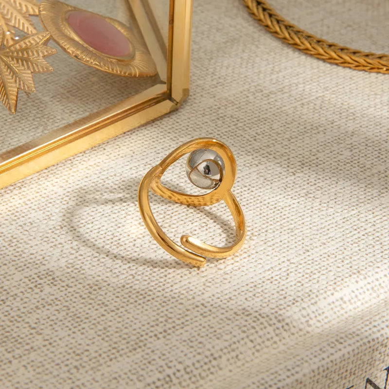 Δαχτυλίδι επιχρυσωμένο ατσάλι με ασημί σφαίρα-R129