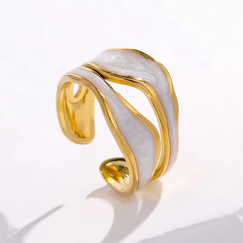 Ring Gold Plot with white enamel-r126