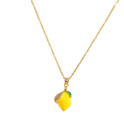 Κολιέ επιχρυσωμένο ατσάλι λεμόνι με zircon - NE795
