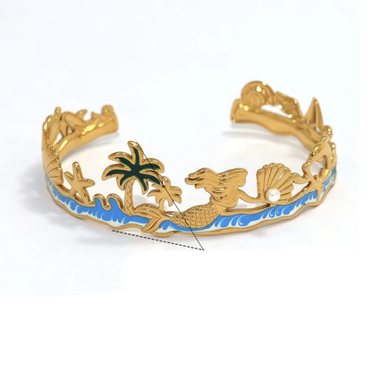 Βραχιόλι επιχρυσωμένο ατσάλι με γοργόνα - BR416