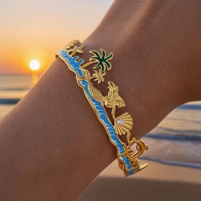 Βραχιόλι επιχρυσωμένο ατσάλι με γοργόνα - BR416