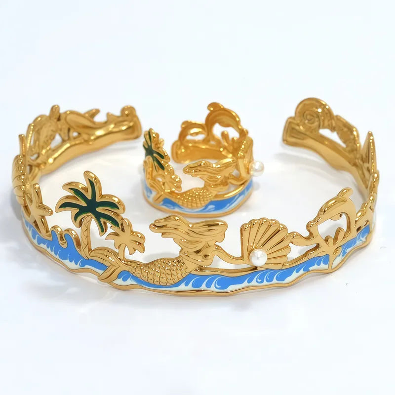 Βραχιόλι επιχρυσωμένο ατσάλι με γοργόνα - BR416