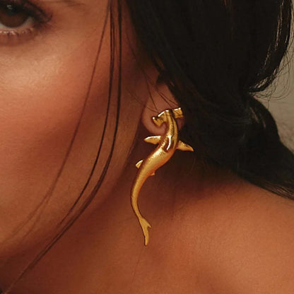 Σκουλαρίκια επιχρυσωμένο ατσάλι με ψαράκια - EA801