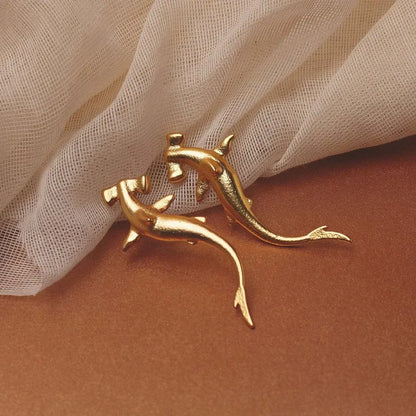 Σκουλαρίκια επιχρυσωμένο ατσάλι με ψαράκια - EA801