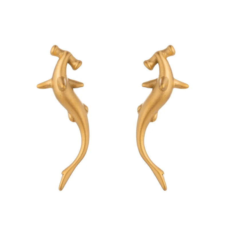 Σκουλαρίκια επιχρυσωμένο ατσάλι με ψαράκια - EA801