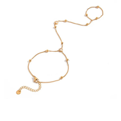 Βραχιόλι επιχρυσωμένο ατσάλι με δαχτυλίδι αλυσίδα - BR453