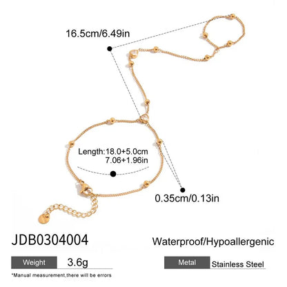 Βραχιόλι επιχρυσωμένο ατσάλι με δαχτυλίδι αλυσίδα - BR453