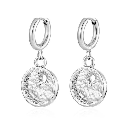 Earrings steel moon and sun-ea251