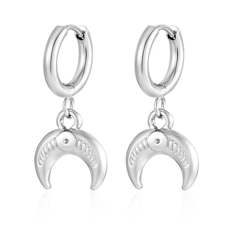 Steel earrings with crescent-ea318