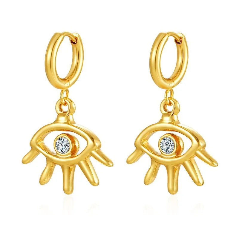 Steel earrings with eyes and rhinestones-ea262