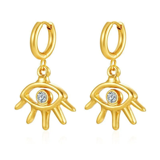 Steel earrings with eyes and rhinestones-ea262