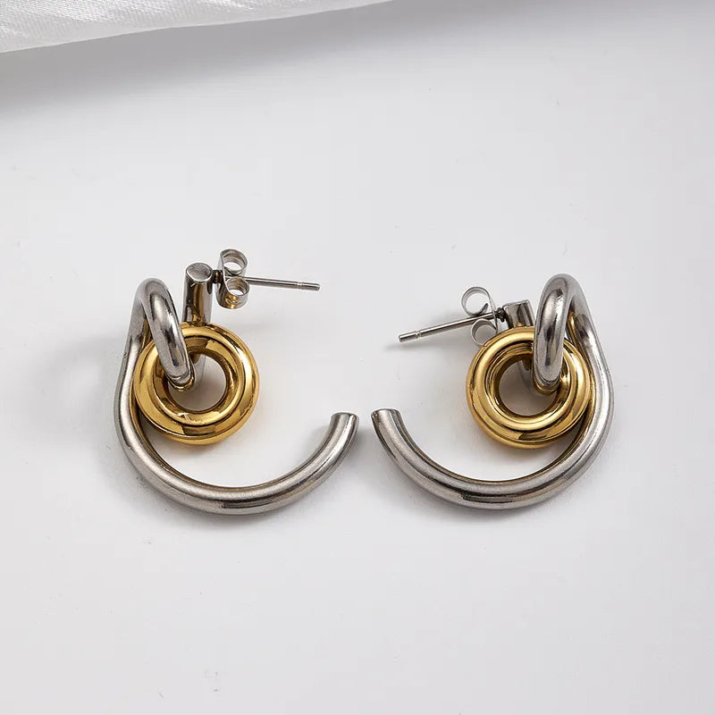 Σκουλαρίκια ατσάλι χρυσό ασημί με μικρό κρίκο-EA660