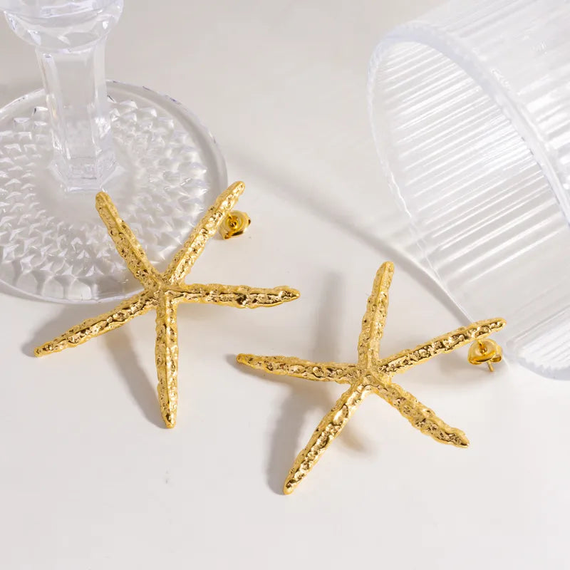 Σκουλαρίκια επιχρυσωμένο ατσάλι αστερίες - EA796