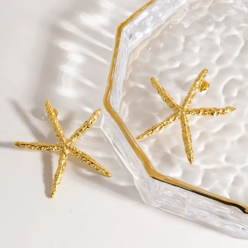 Σκουλαρίκια επιχρυσωμένο ατσάλι αστερίες - EA796