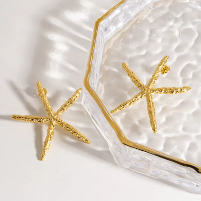 Σκουλαρίκια επιχρυσωμένο ατσάλι αστερίες - EA796