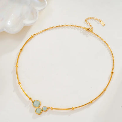 Κολιέ επιχρυσωμένο ατσάλι με γαλάζιες πέτρες-NE054