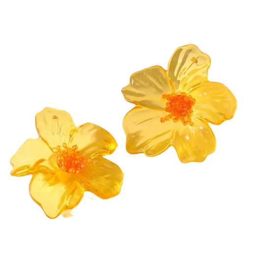 Σκουλαρίκια ακρυλικά λουλούδια κίτρινα- EA732
