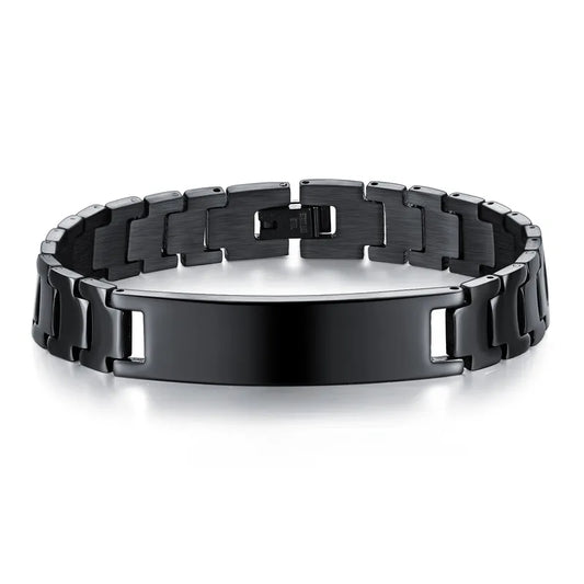 Bracelet black steel chain -Br147