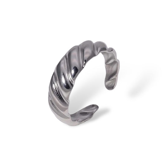 Δαχτυλίδι ατσάλινο ασημί με χάραγμα - R033