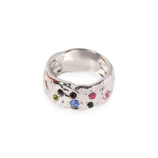 *Δαχτυλίδι ασημί με πολύχρωμα zircon - R170