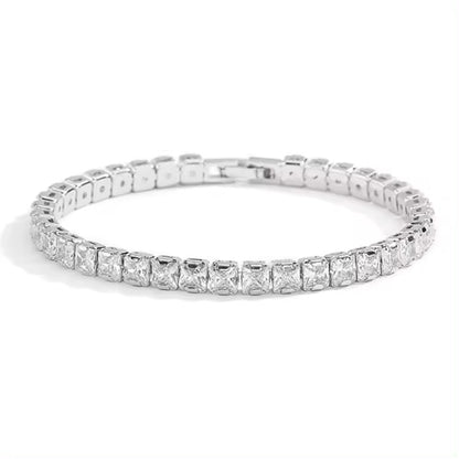 Bracelet with squared white zircons -BR134