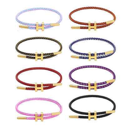 Rope bracelet and steel design in different colors - Br025