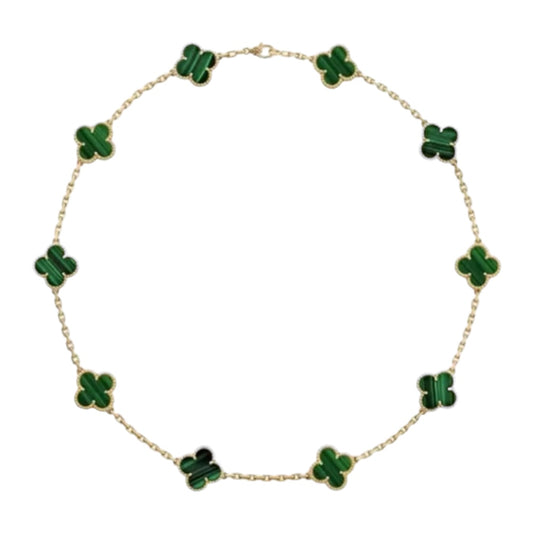 Steel necklace with green circular crosses - ne451