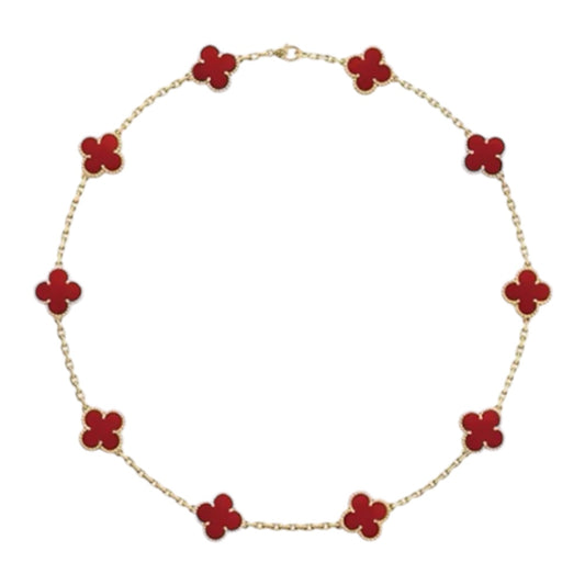 Steel necklace with red circular crosses - ne472