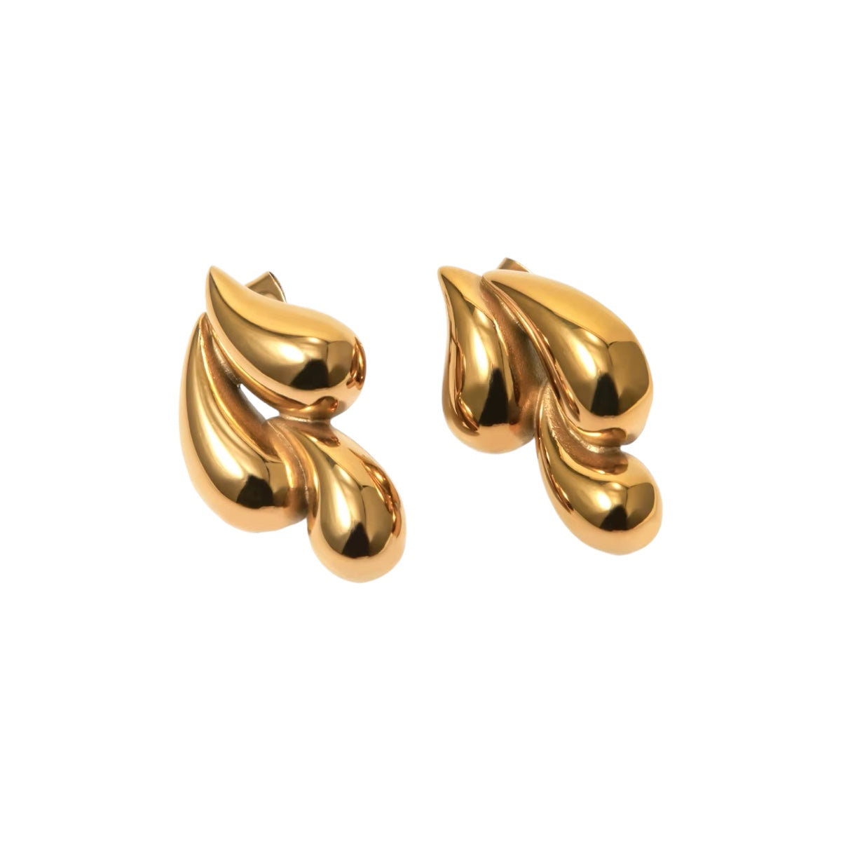 Gold steel earrings in the shape of a droplet-ea634