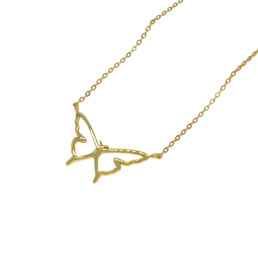 Necklace gold steel with butterfly outline-ne033