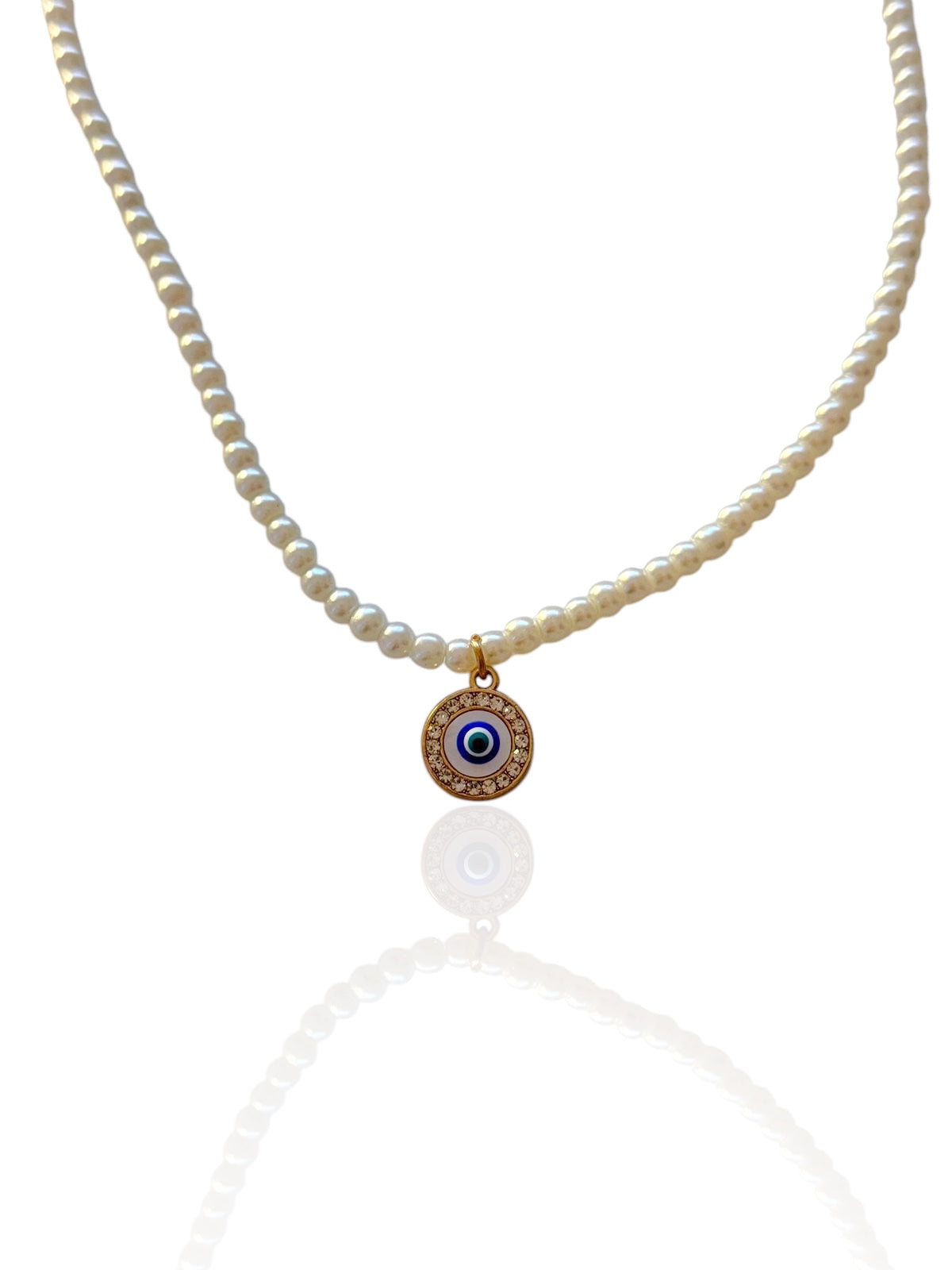 Necklace with pearls and pendant circular eye - Ne179