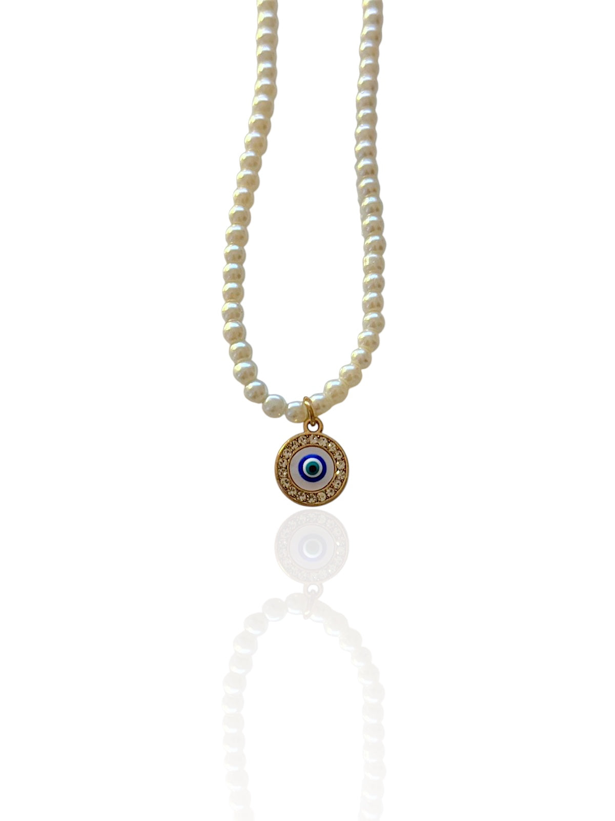 Necklace with pearls and pendant circular eye - Ne179