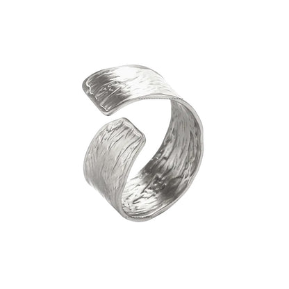 Silver Ring with front and texture-r160 opening and texture