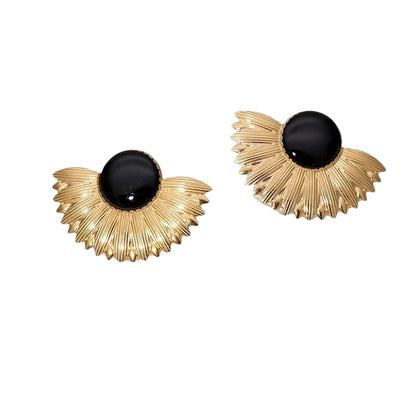 Steel earrings with black center - EA101