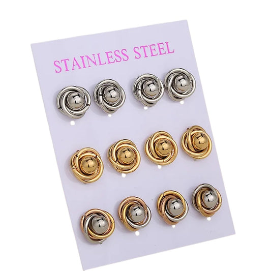 Set with six steel pairs of earrings - SET074