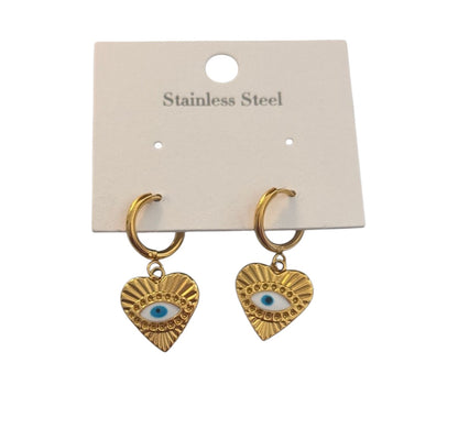 Steel golden racks with a hanging heart with eye - EA118