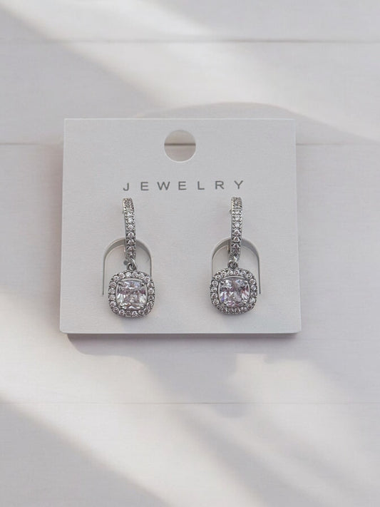 Earrings hanging with zircon -ea150 squares