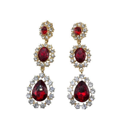 Brass earrings with red stones - EA485