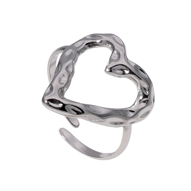 Steel heart ring - w017