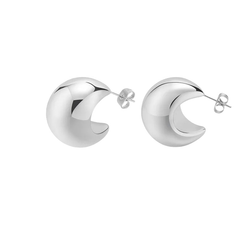 Silver steel earrings - w021