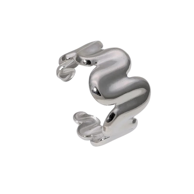 Anel de aço prateado - w032