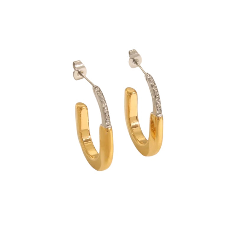 Boucles d'oreilles en acier or et argent - W056